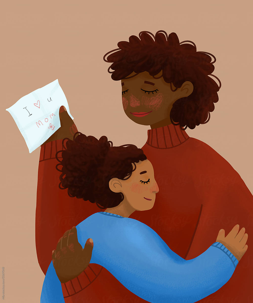 Mother's Embrace: Interracial Family Love Letter Moment