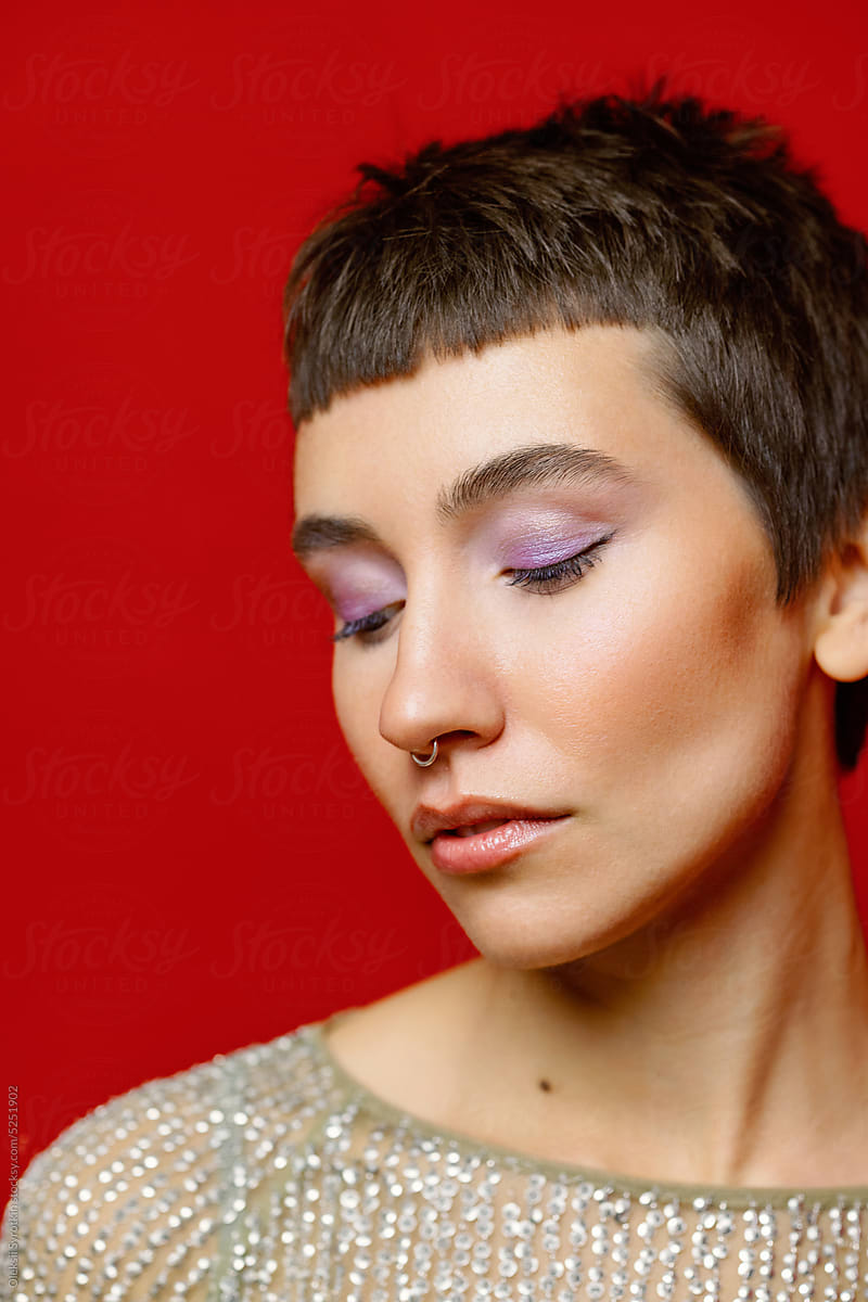 Model studio makeup cosmetics feminine personality