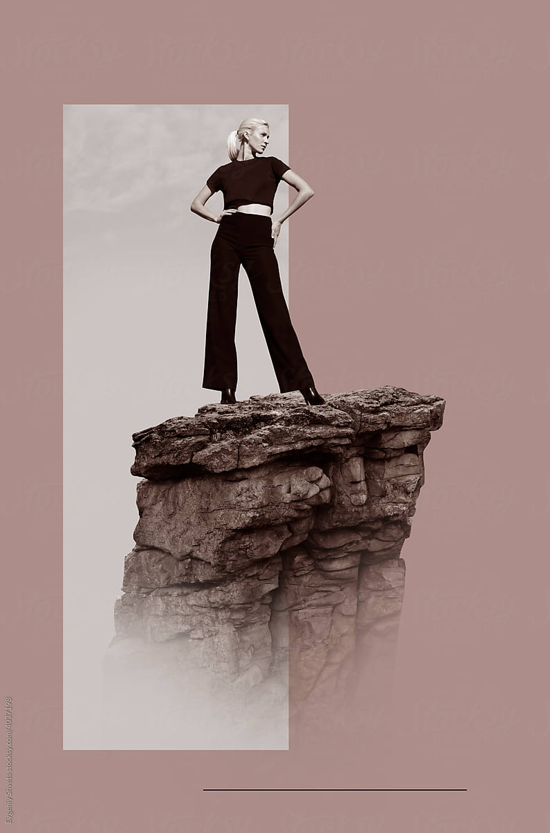 Standing woman on rock
