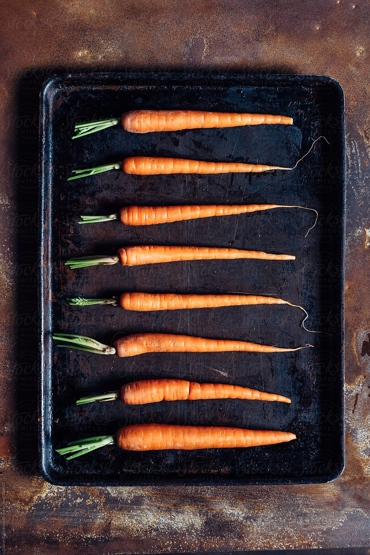 Carrots in a tray for roasting