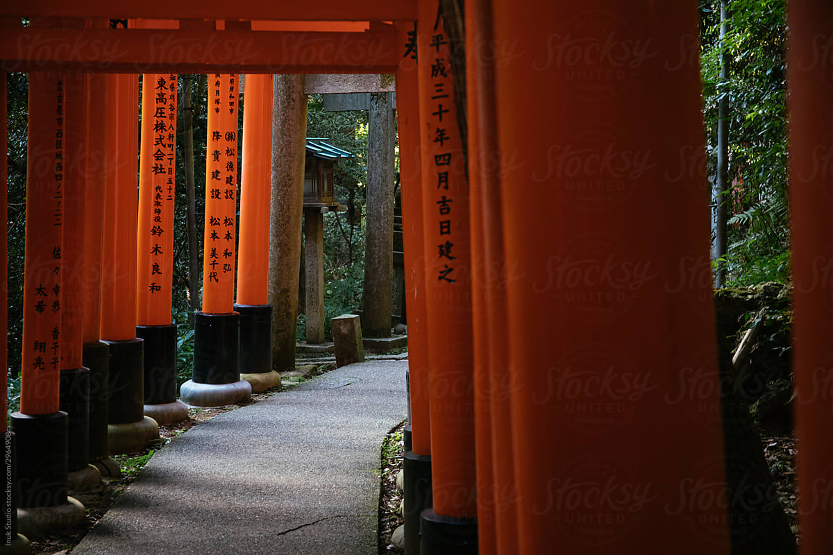 Torii landscape of Fushimi Inari Shinto Temple
