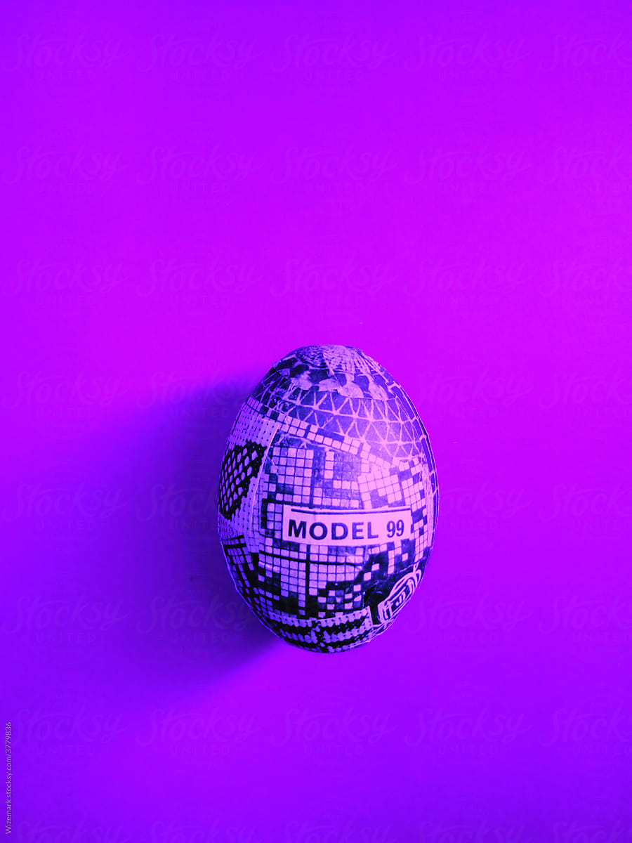 Custom made Easter egg on violet background.