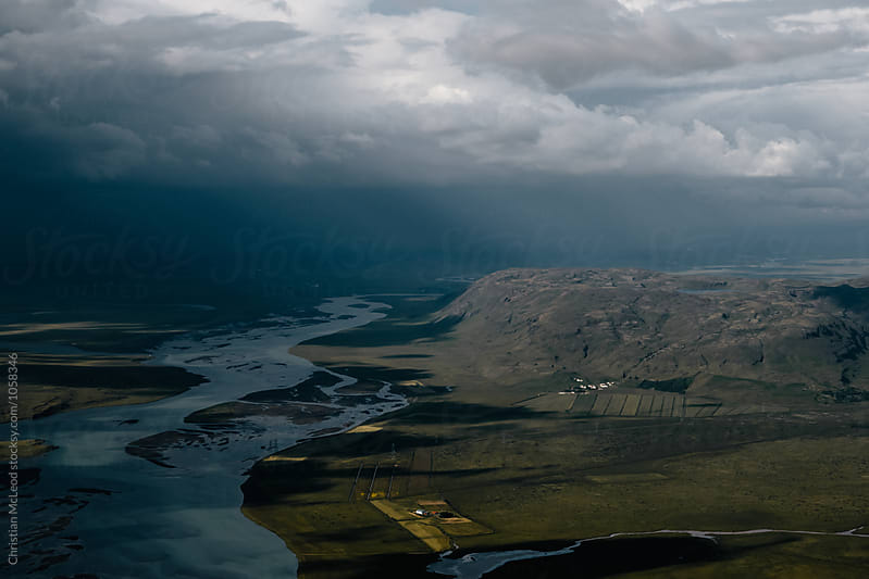 Flight over Icelandic lakes, mountains and rivers