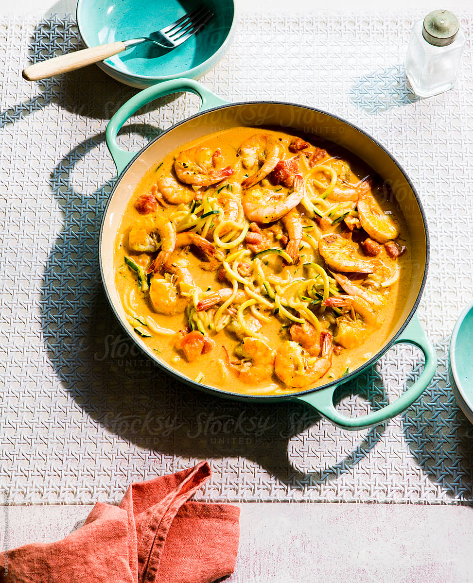 Zucchini Noodles with Spicy Shrimp Sauce