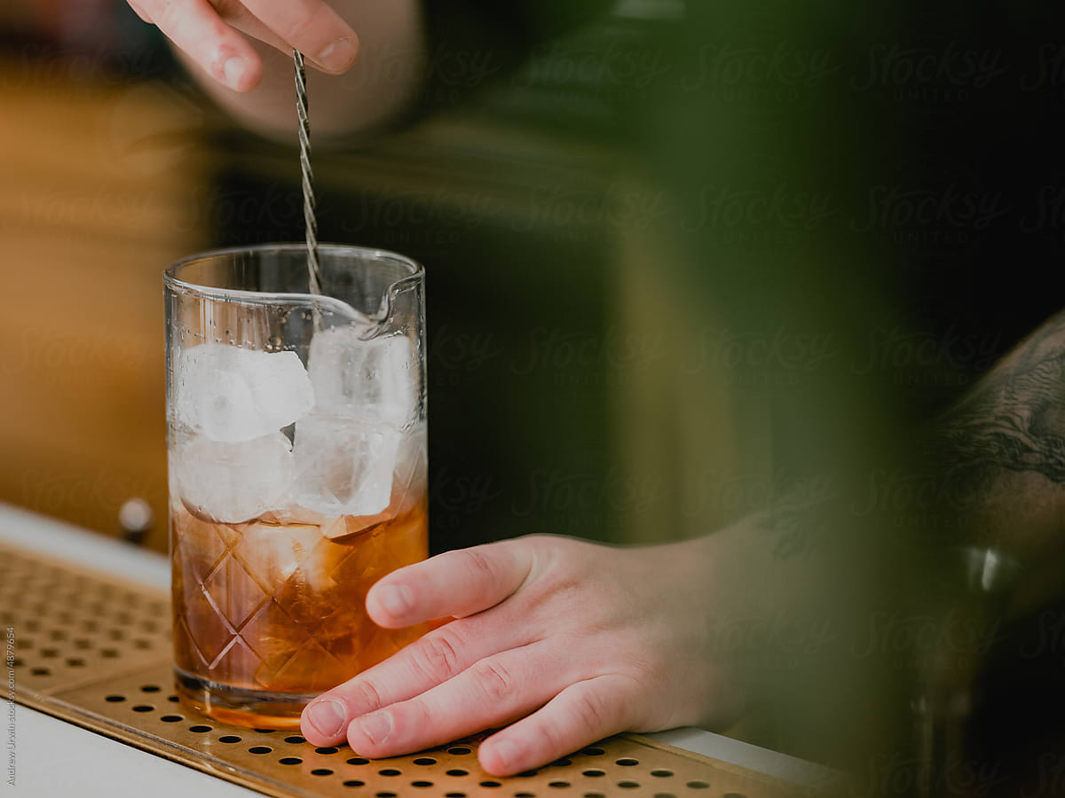Making an old fashioned cocktail