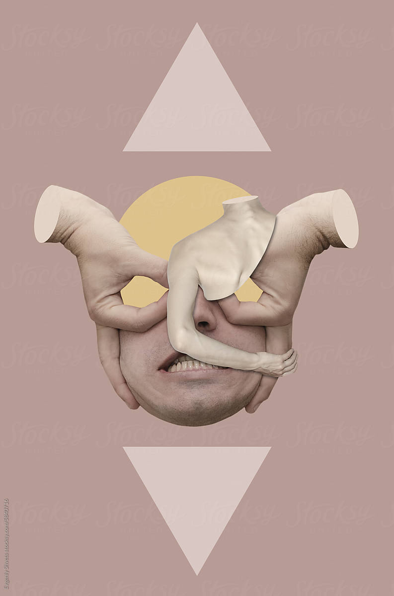 Collage art with male and female body parts