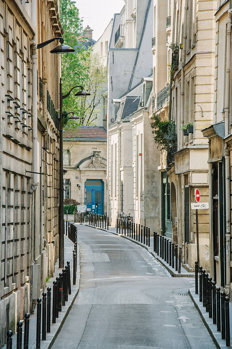 Empty street in Paris during lockdown