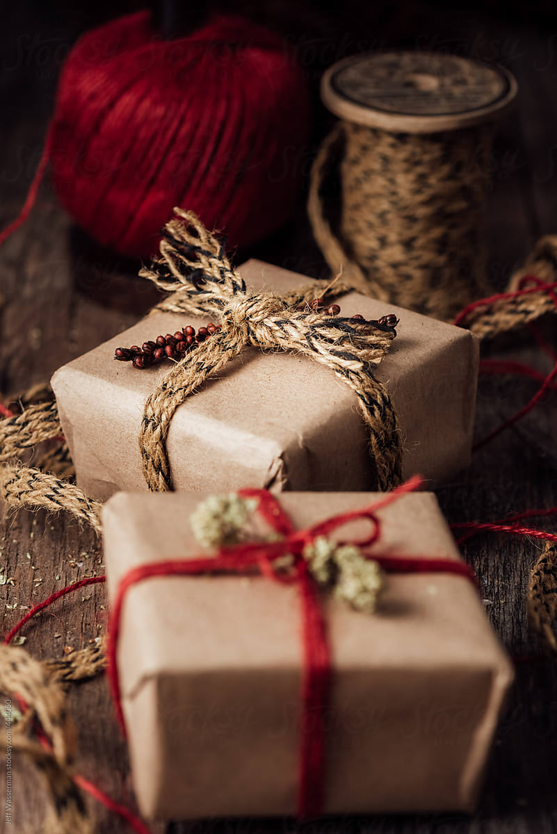 Rustic Christmas Gifts Wrapped Up