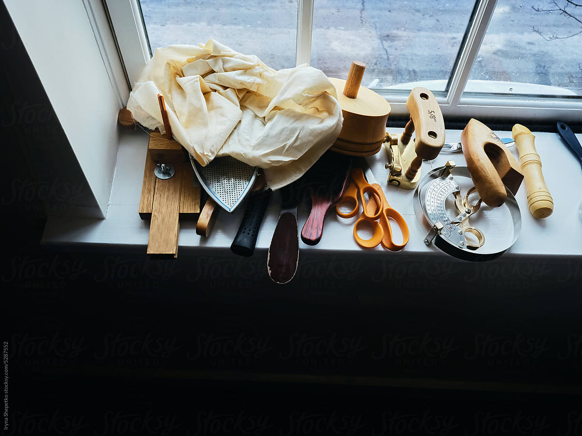 Equipment for making hats on the windowsill