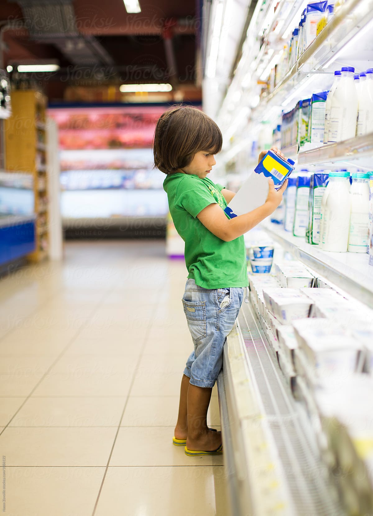 5 year old boy in a supermarket