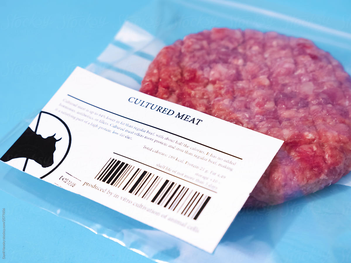 Cultured meat with label