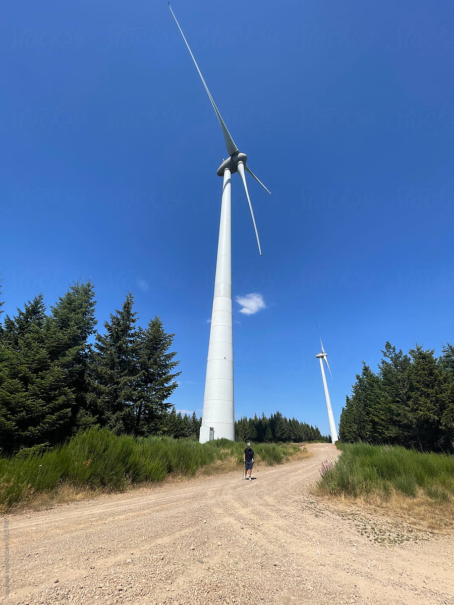 UGC of wind turbine on a hiking trail in the South of France.