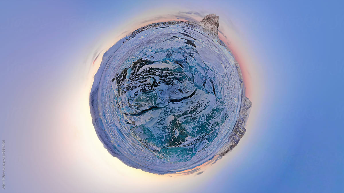Colourful Translucent Iceberg in Polar Circle - tiny planet