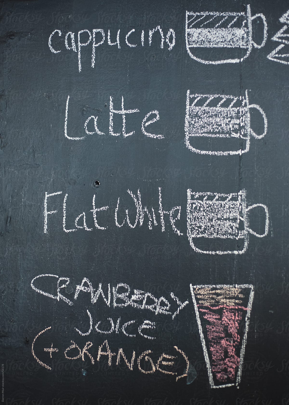 Chalkboard advertising drinks.