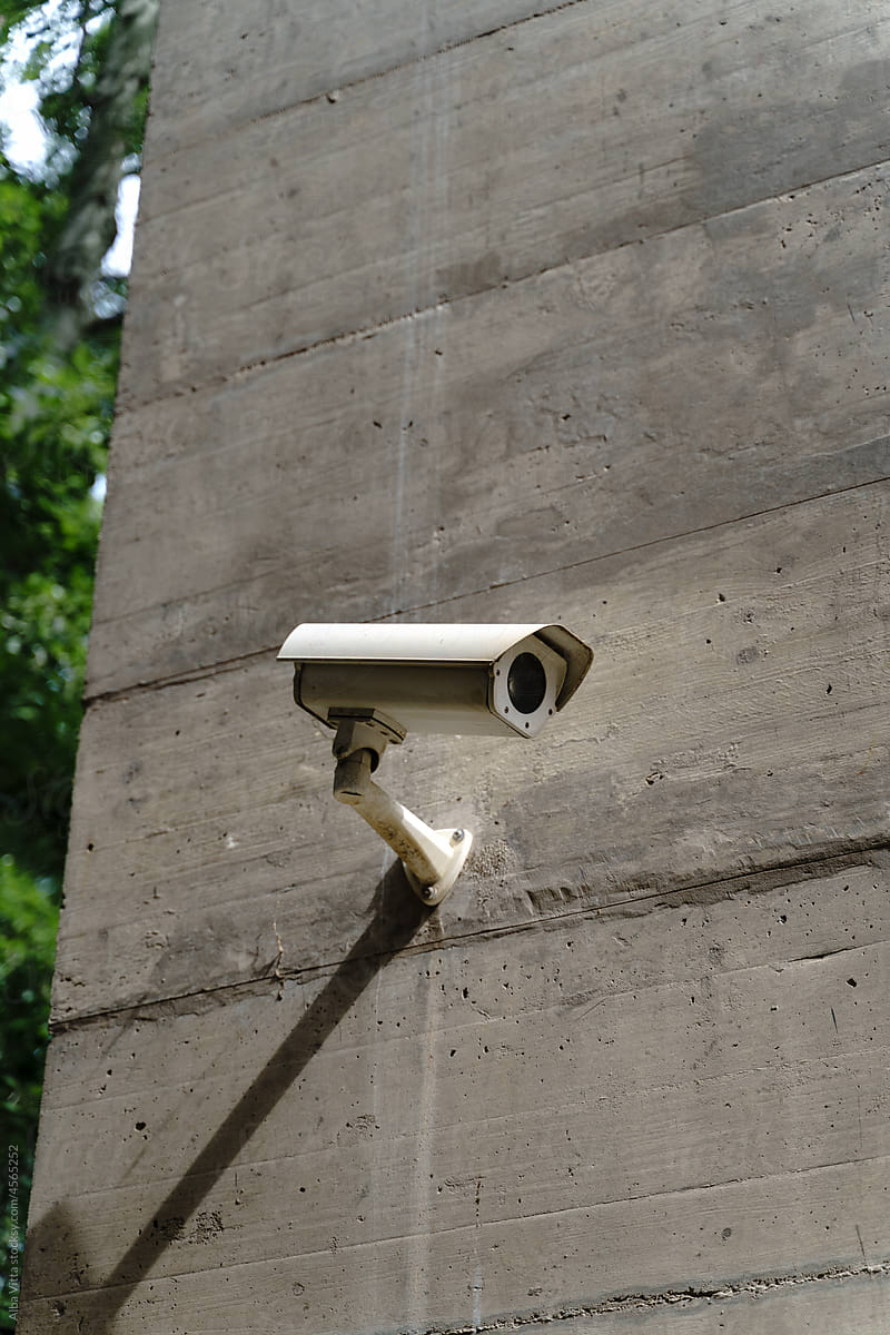 security camera on concrete wall