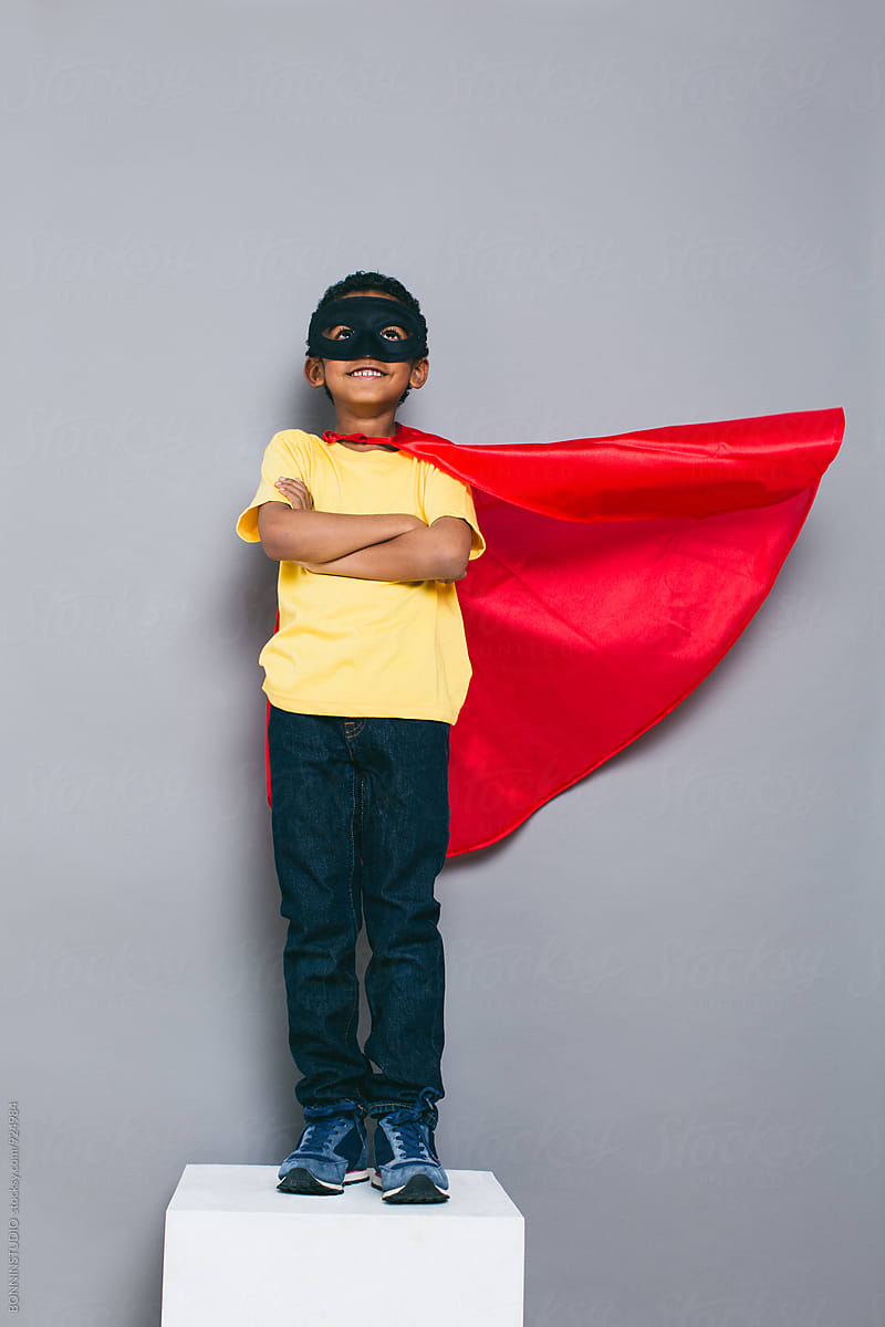 Portrait of a little boy with Superhero costume.