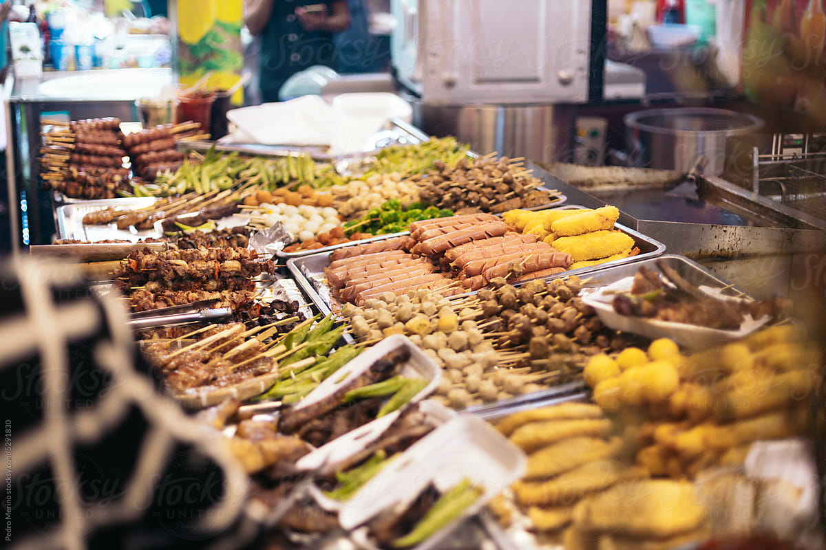 Street food market in Southeast Asia