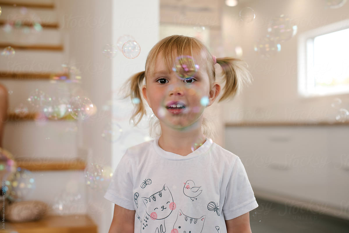 Little Blonde Girl Is Staring At The Soup Bubbles By Julie Meme