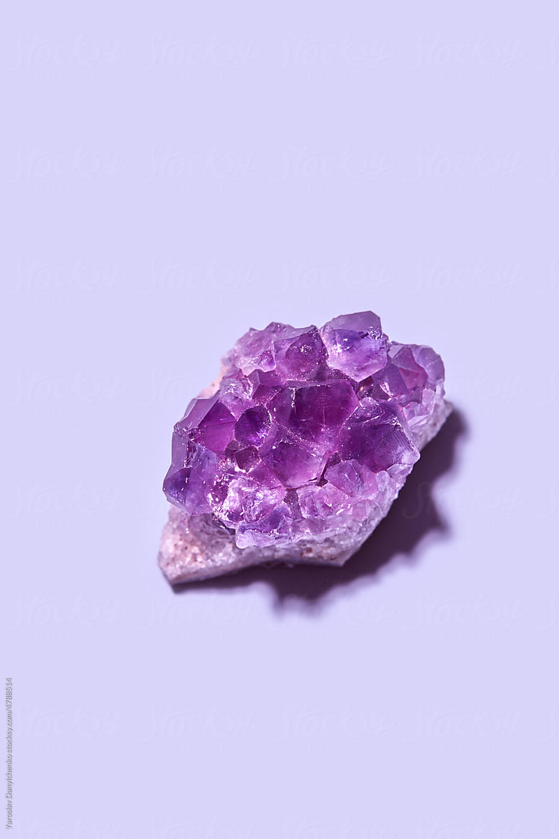 Violet amethyst crystal with natural shine