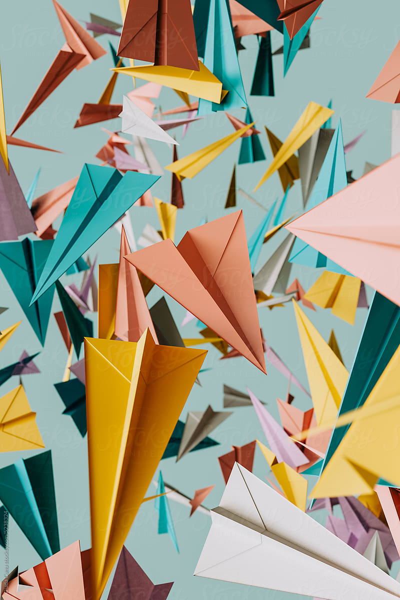 3D colorful paper planes