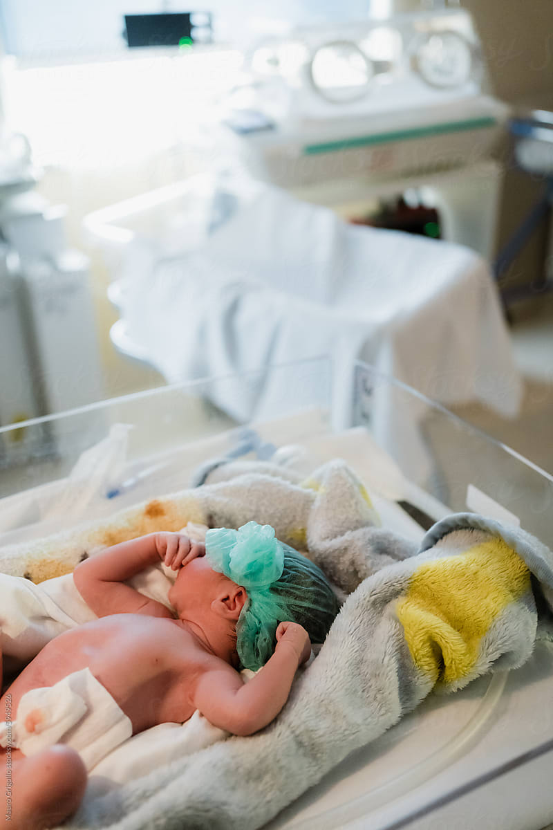 A Baby born a few hours ago in a hospital