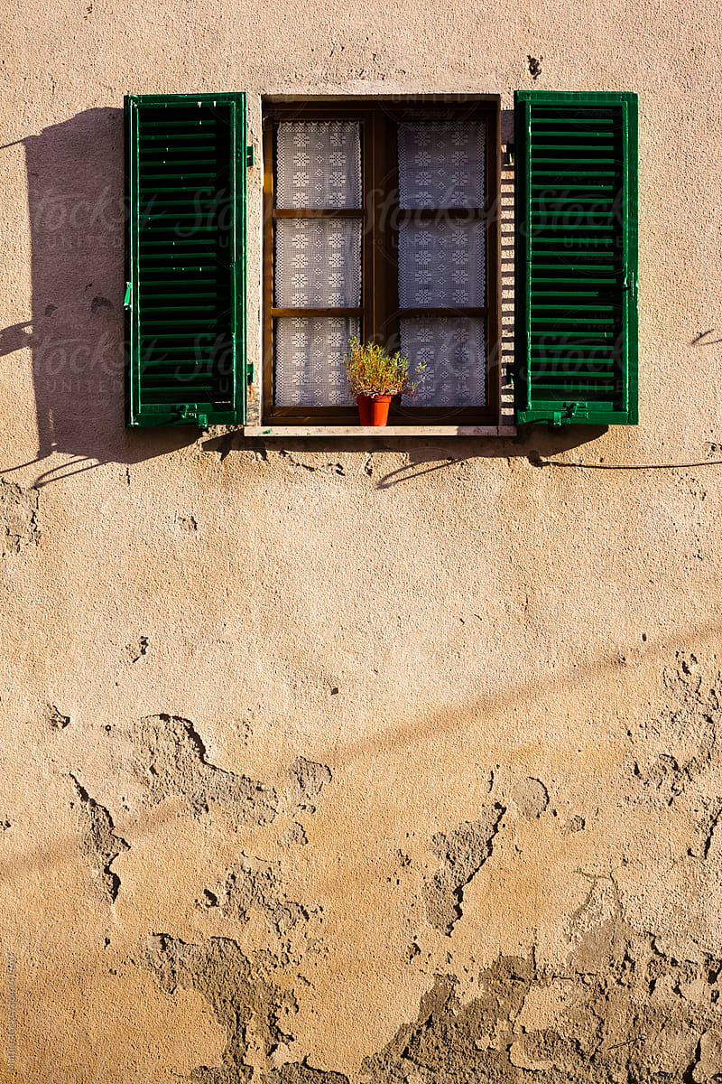 Traditional Rustic Facade of an Italian House in Italy