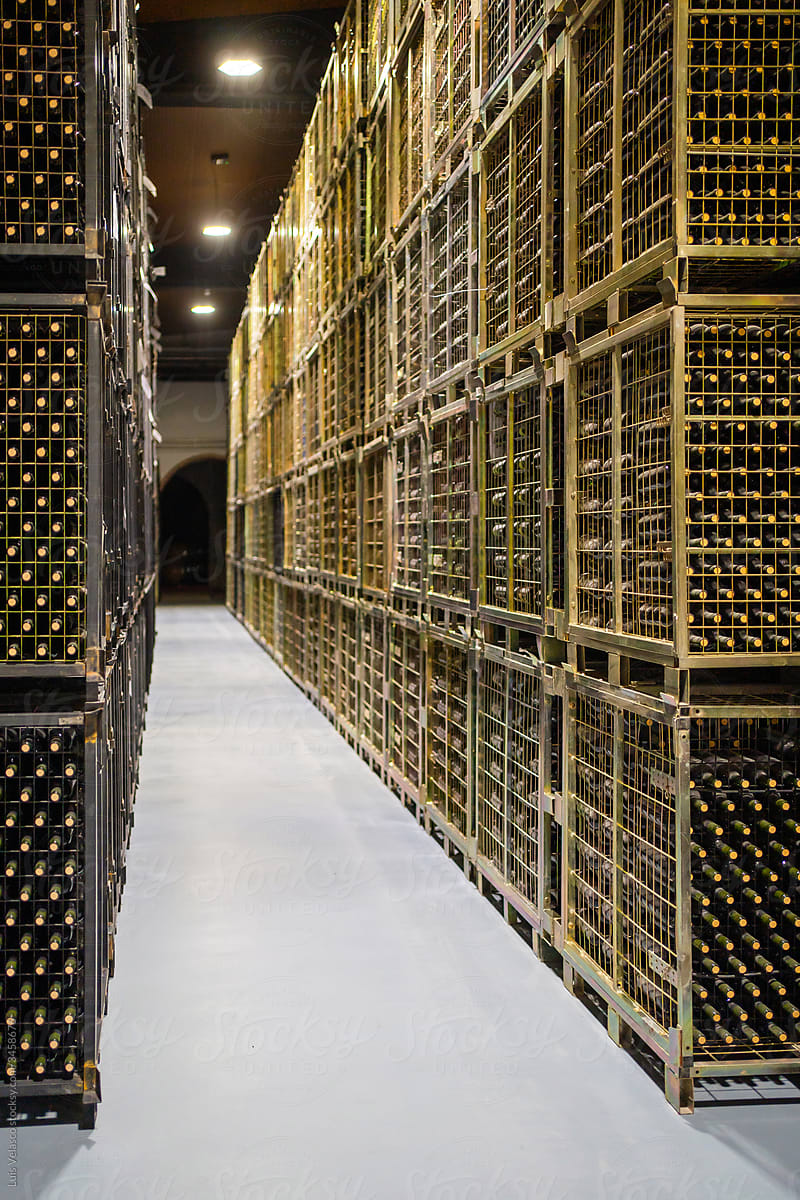 Storage Of Bottles Of Wine In A Wine Cellar.