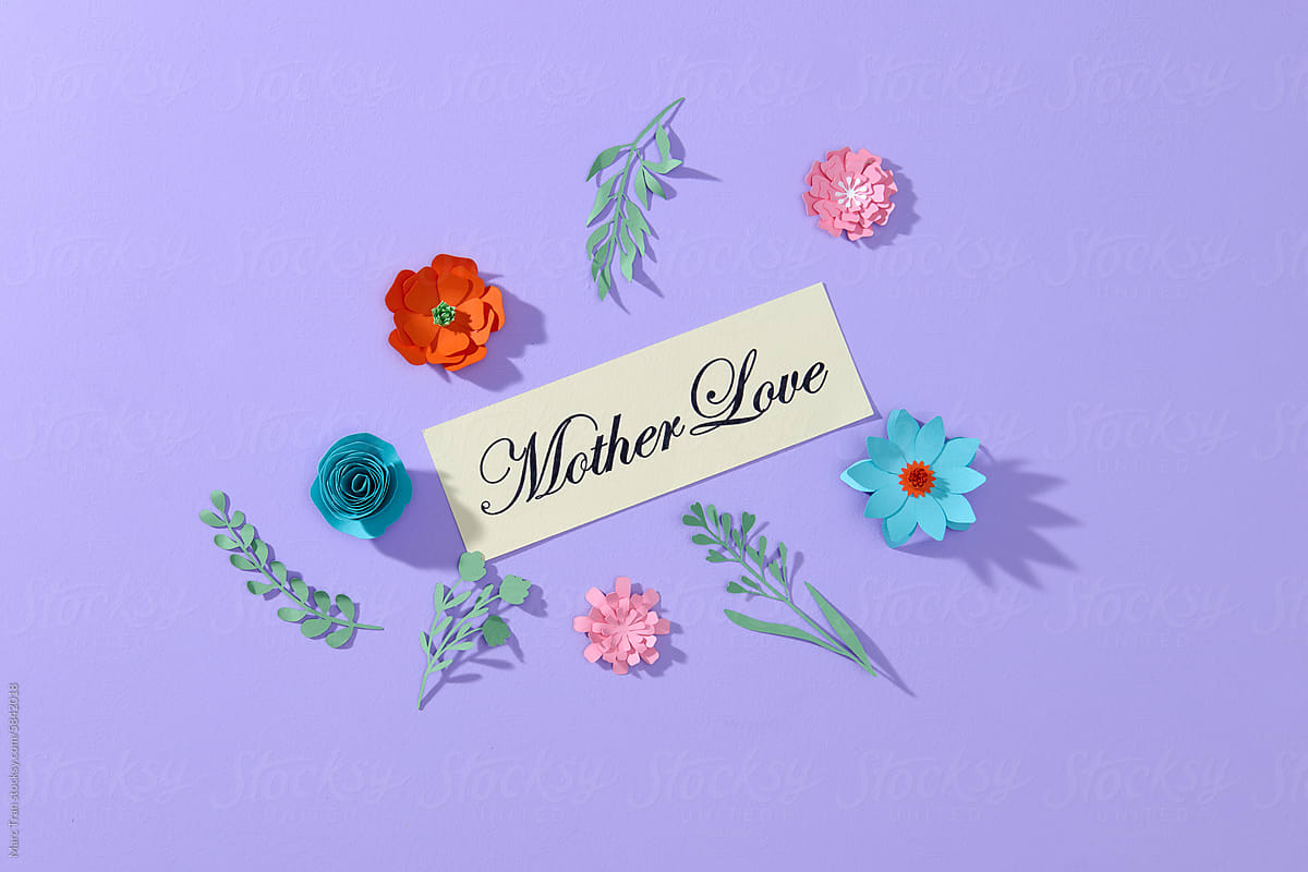 Mother\'s Day Concept with colorful flowers paper cut style