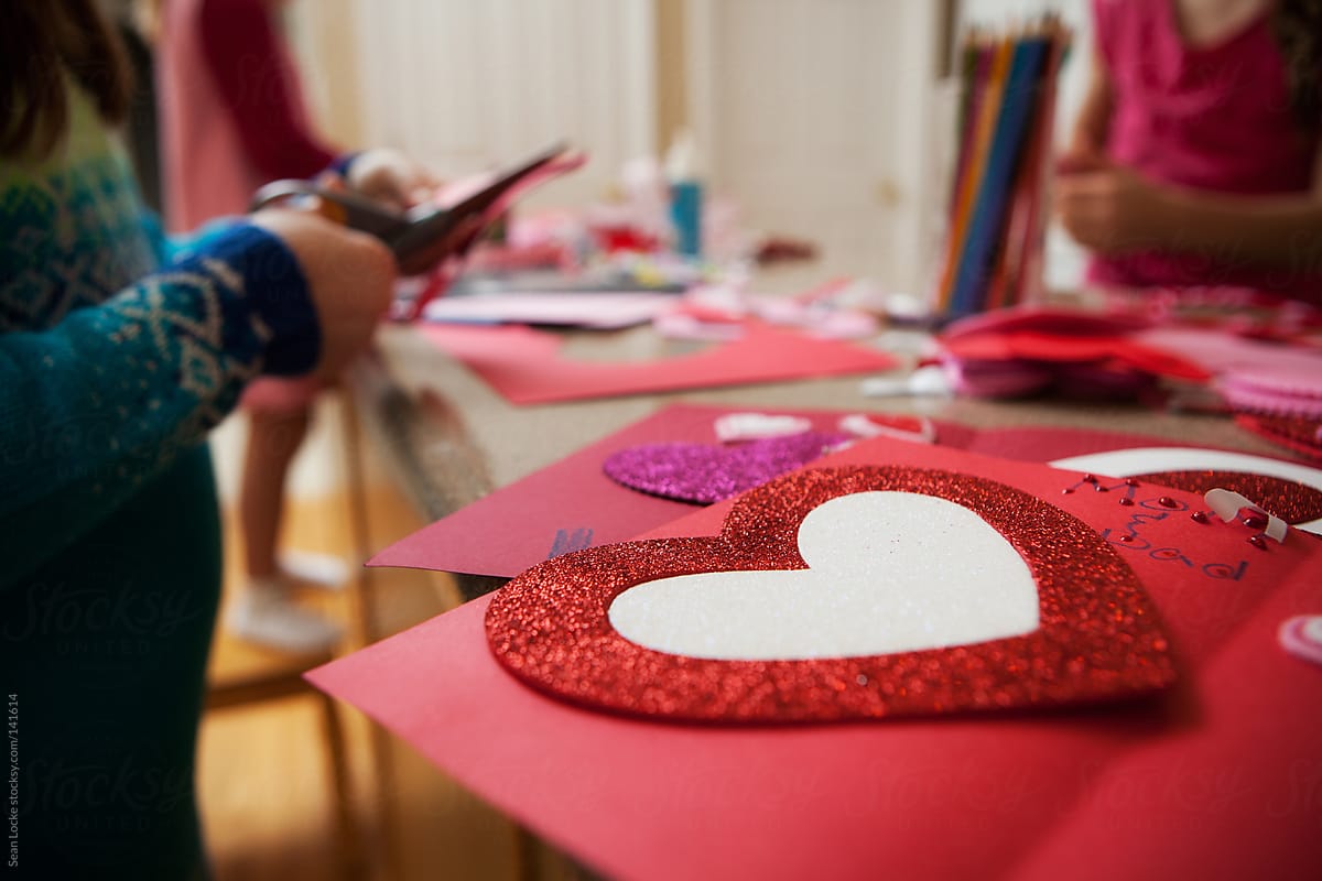 Valentine: Red Glitter Heart On Counter