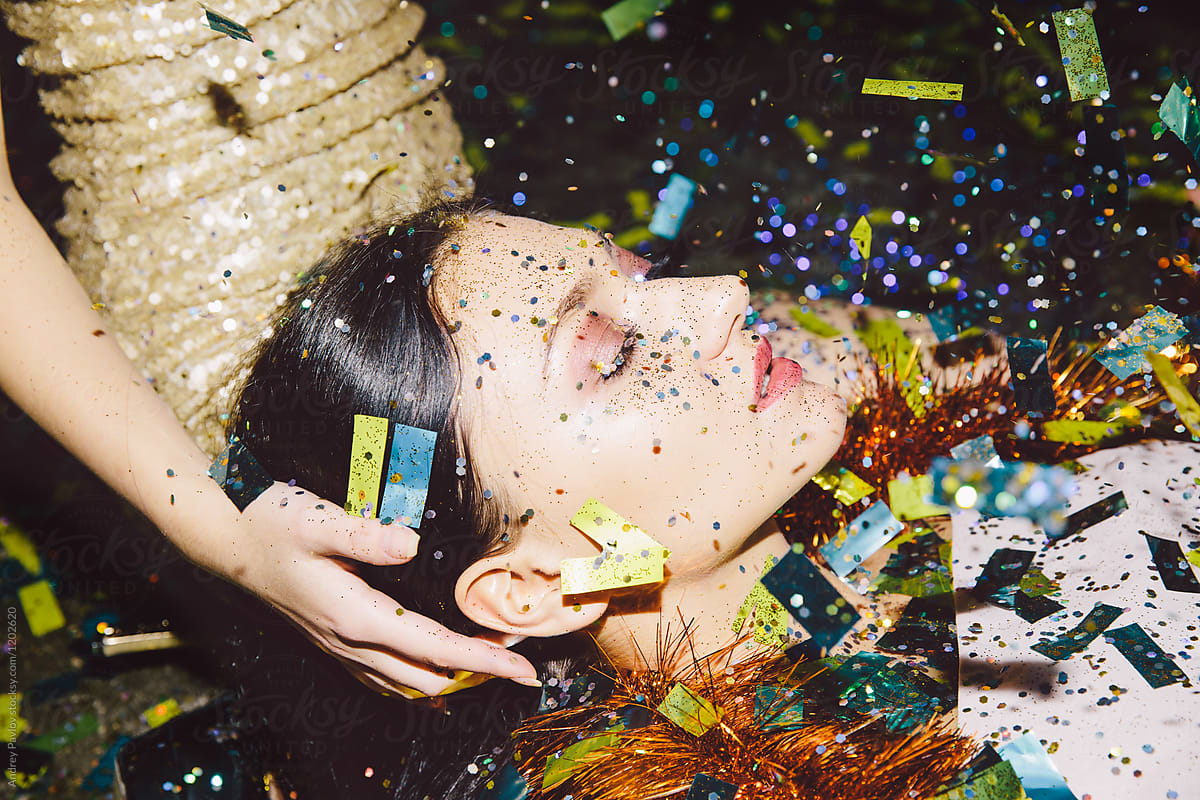 Female Face In Glitters And Confetti By Stocksy Contributor Andrey 