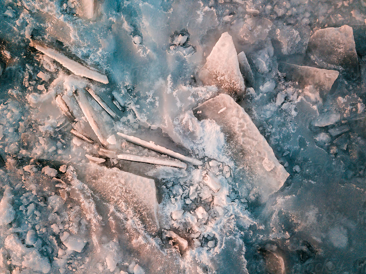 Frozen lake surface looks like exotic alien landscape