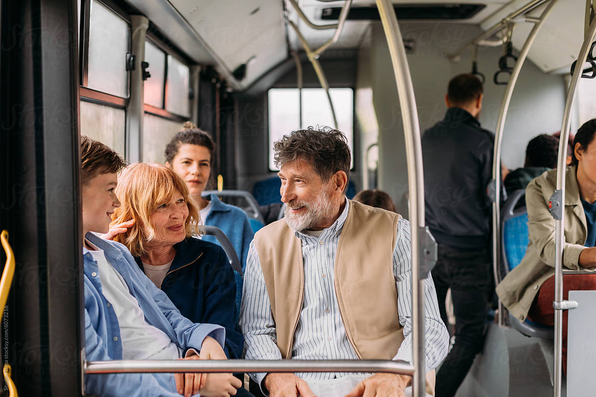 Riding bus with grandparents