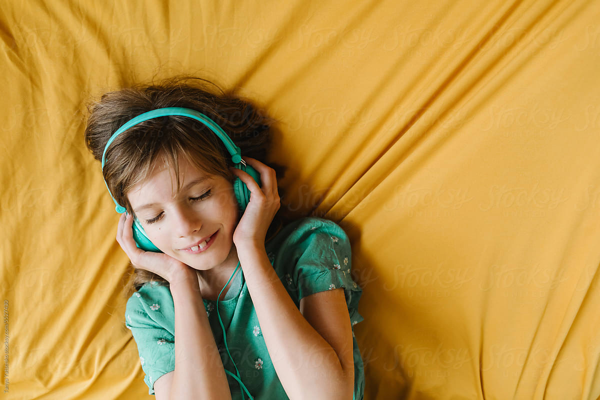 A girl listening to music