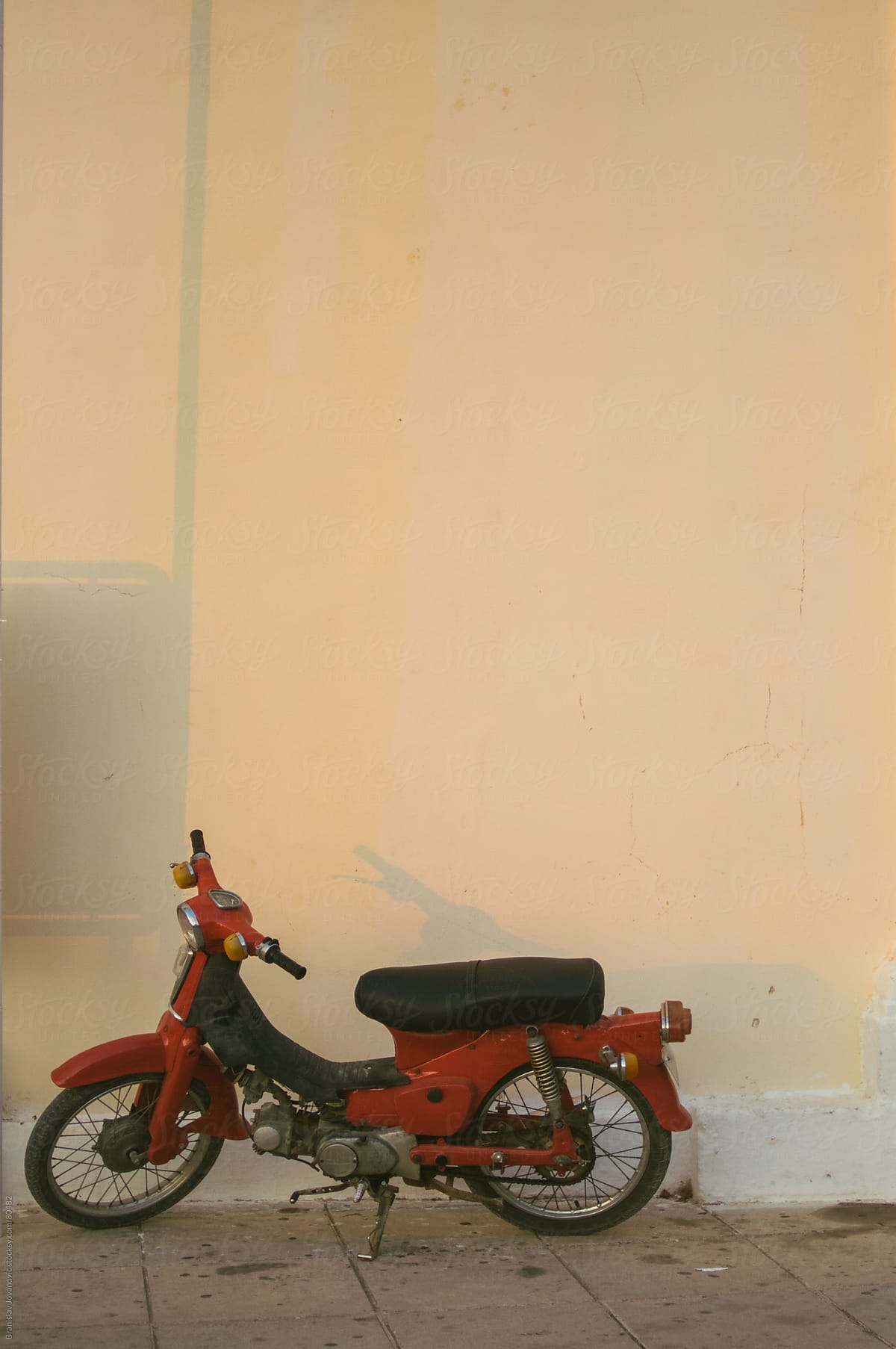 Old Red Motorcycle On the Street