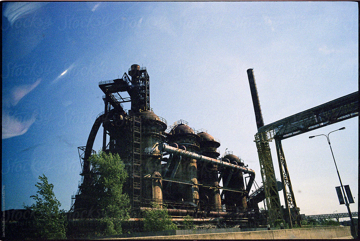 Old industrial plant seen from the highway