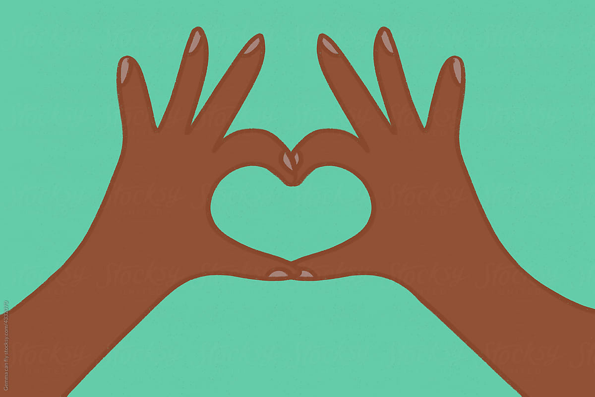 Heart shaped black hands illustration