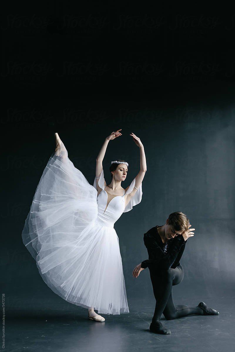 Ballet dancing couple. Expressing feelings through performance