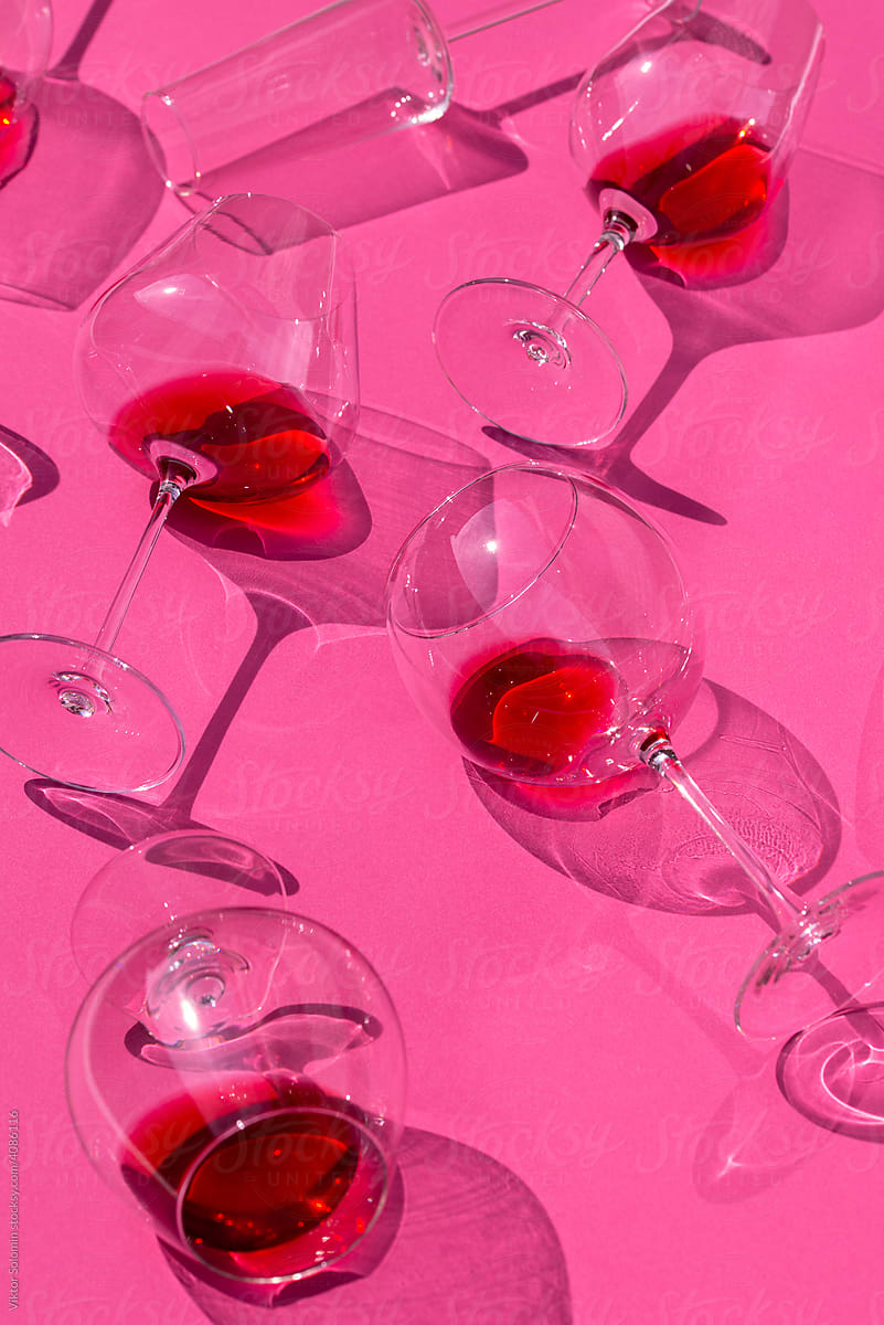Background with wineglasses and shadows