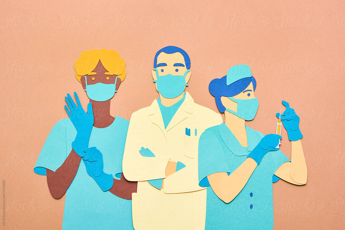 Medical team in masks and gloves