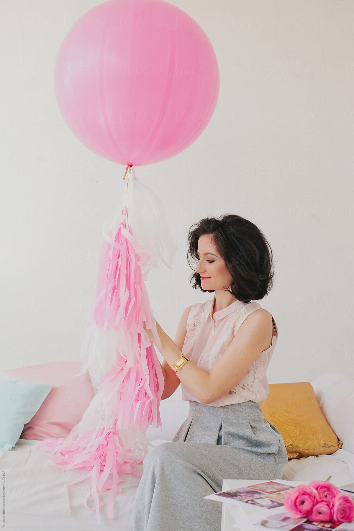 Young Beautiful Woman With Pink Balloon Del Colaborador De Stocksy Liliya Rodnikova Stocksy 