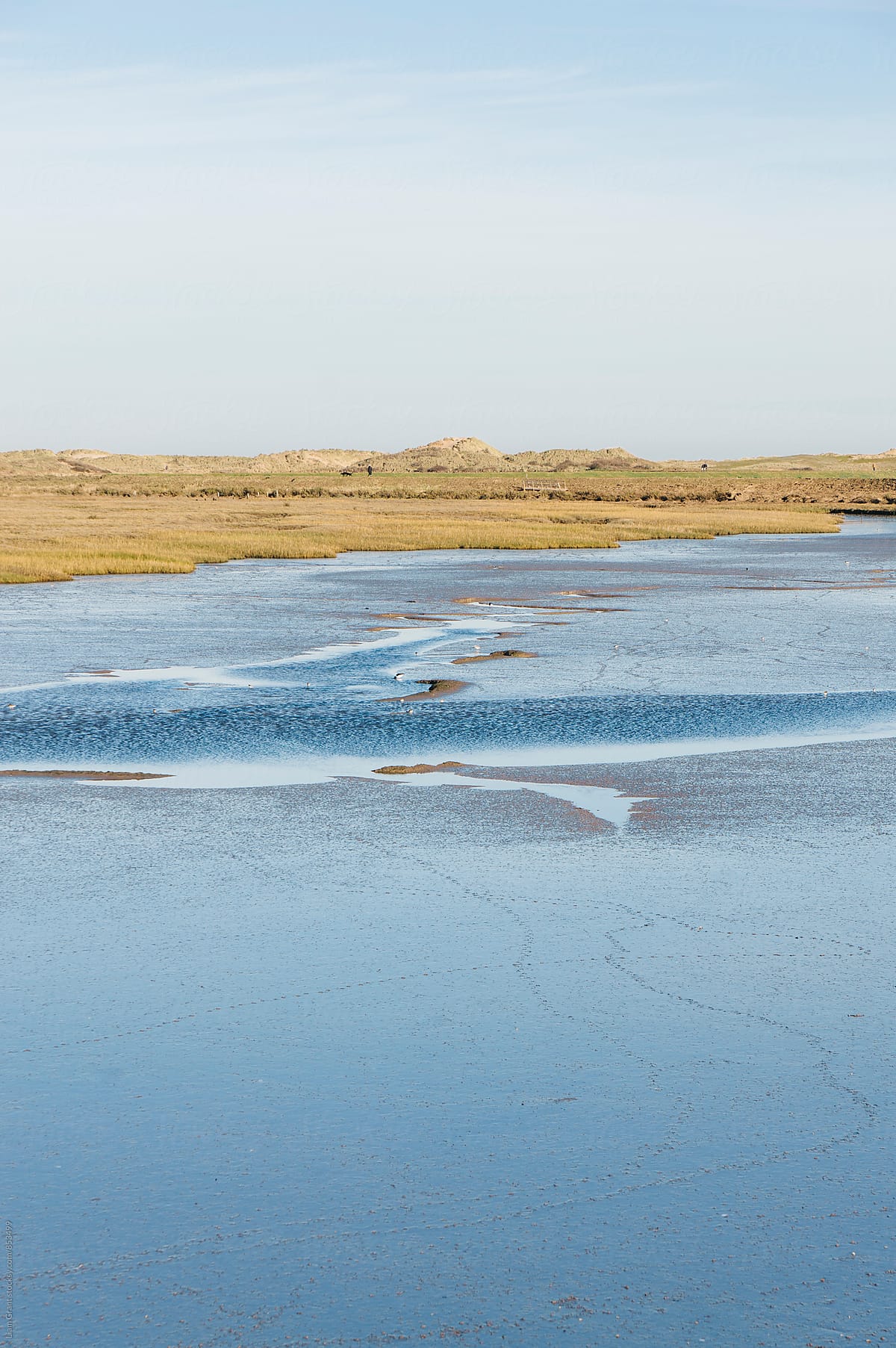 Low tide salt marsh at Burnham Overy Staithe, Norfolk, UK.