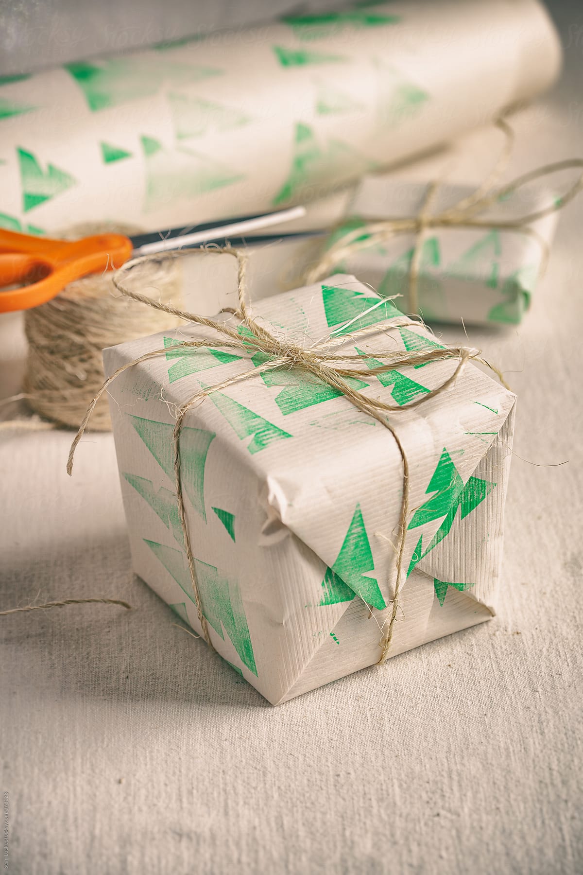 Wrapping: Using Handmade Wrapping Paper And String On Gifts