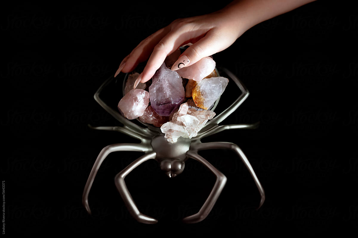 Crystals in a Spider Shaped Bowl