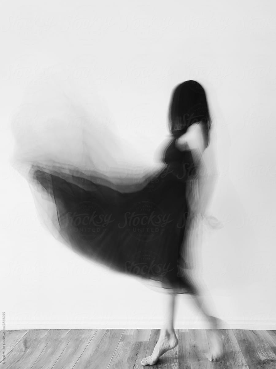Dancing woman in black and white