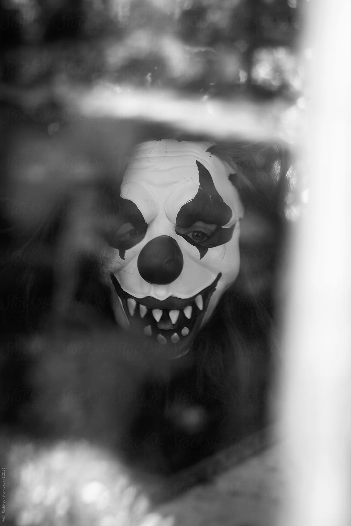 Black and White images of a Creepy clown.