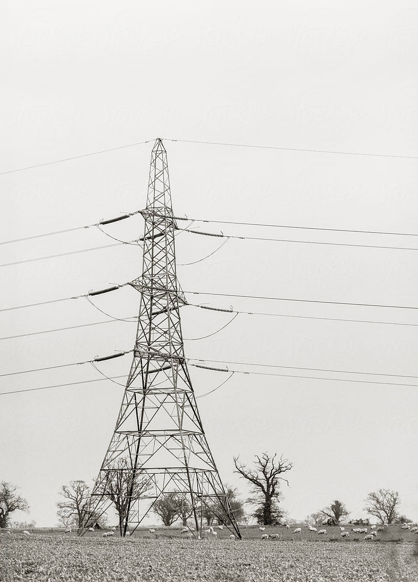 Transmission tower in Suffolk, UK.