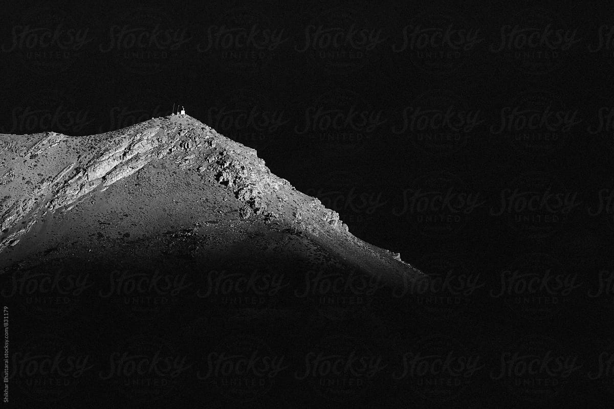 Black and white image of the dramatic landscape of Mustang, Nepal.
