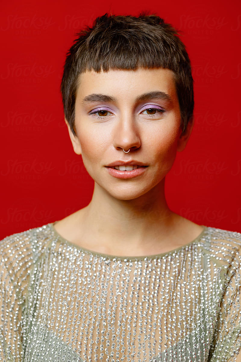 Portrait feature makeup glamour androgynous individuality