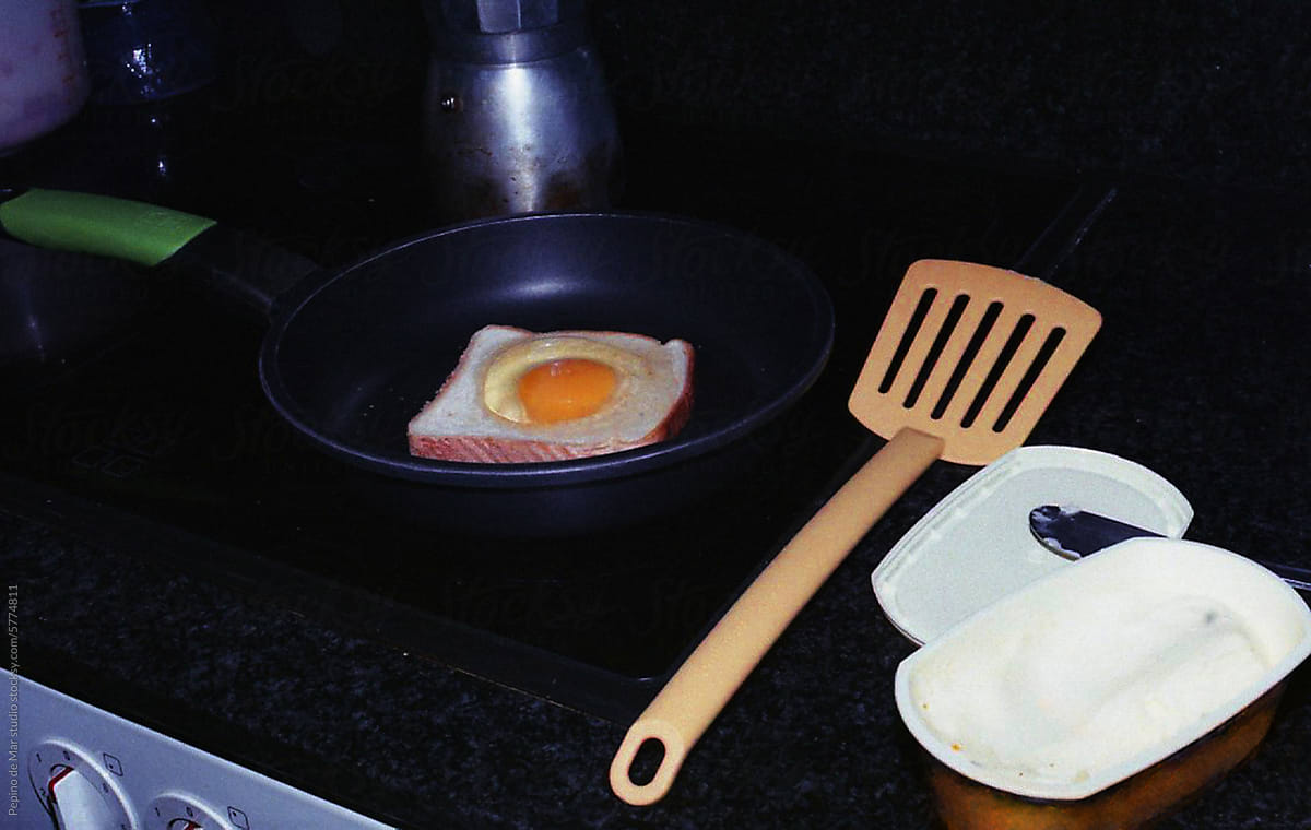 Egg in Bread on Pan