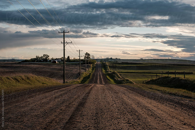 Rural dirt road leading to horizon